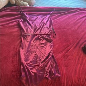 Sleek Satin Slip Dress in Vibrant Pink